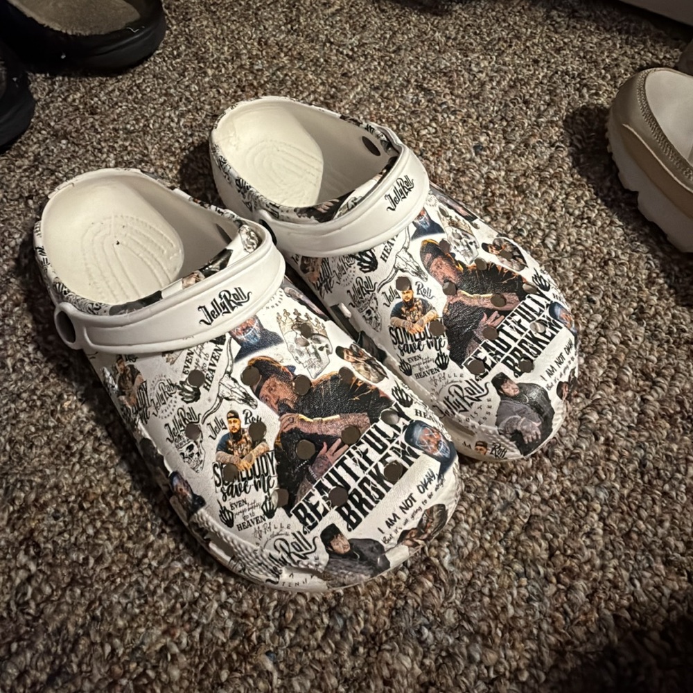 White Graphic Clogs
